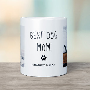 Best Dog Mum   Two Photo Handwritten Text Frosted Glass Coffee Mug