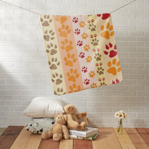 Best Dog Paw Print Pets Pattern Baby Blanket