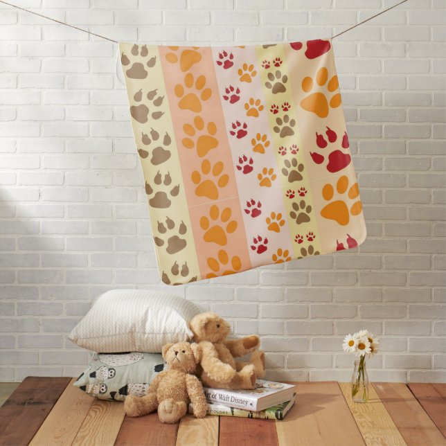 Best Dog Paw Print Pets Pattern Baby Blanket (In Situ)