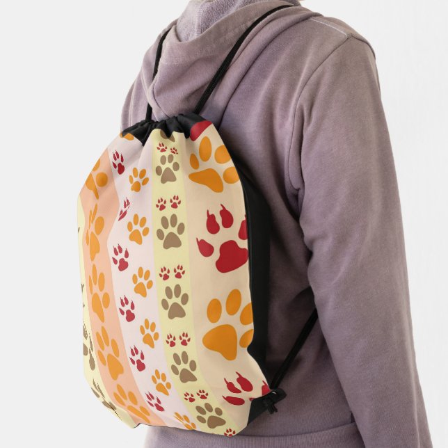 Best Dog Paw Print Pets Pattern Drawstring Bag (Insitu)