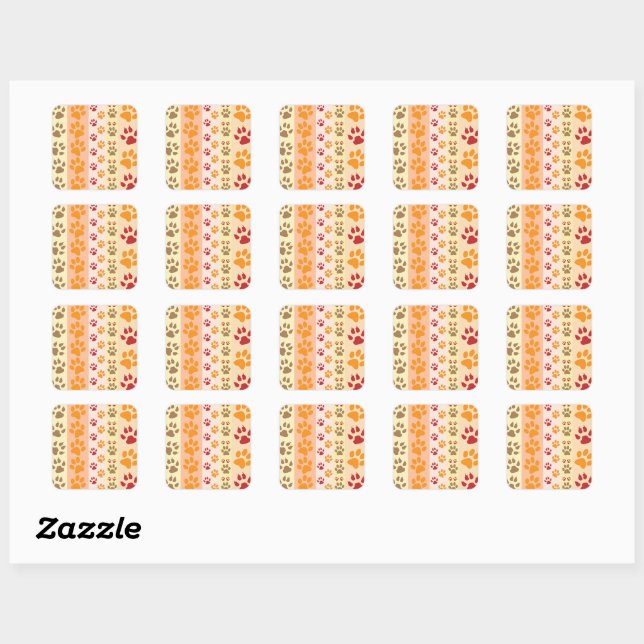 Best Dog Paw Print Pets Pattern Square Sticker (Sheet)