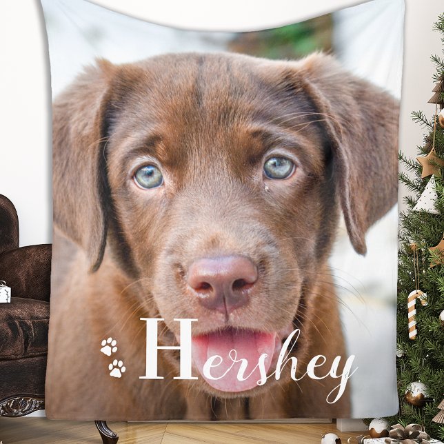 Best Dog Personalized Pet Labrador Puppy Photo  Fleece Blanket (Creator Uploaded)