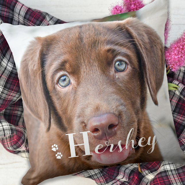 Best Dog Personalized Pet Labrador Puppy Photo  Th Throw Pillow (Creator Uploaded)