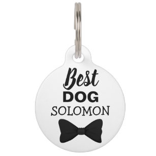 Best Dog pet wedding elegant black bowtie Pet ID Tag