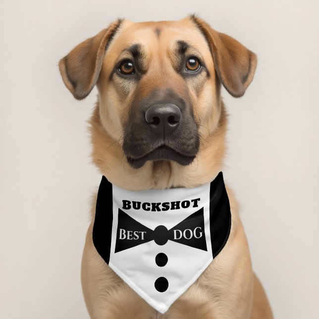 BEST DOG PET'S NAME BOW TIE TUXEDO  PET BANDANA COLLAR (Dog 2)