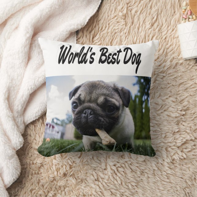 Best Dog Photo  Throw Pillow (Blanket)