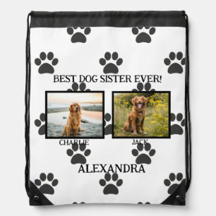 Best Dog Sister/Brother Etc. Ever Paw Prints  Drawstring Bag