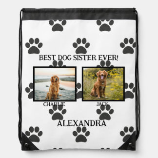 Best Dog Sister/Brother Etc. Ever Paw Prints Drawstring Bag