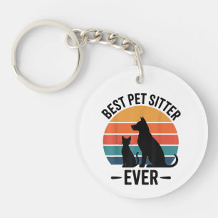 Best Dog Sitter Ever Funny Pet Care Gift Men Women Keychain