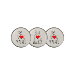 'Best Dog Walker' Red Heart Pet Parent Dog Mom Golf Ball Marker