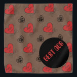 Best Dog Wedding  Bandana<br><div class="desc">For the Best Dog to wear at your wedding.
A bandana in a brown pattern with doggie paws
and Puppy Love text in red hearts</div>