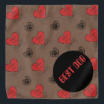 Best Dog Wedding  Bandana<br><div class="desc">For the Best Dog to wear at your wedding.
A bandana in a brown pattern with doggie paws
and Puppy Love text in red hearts</div>