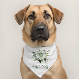 Best Dog Wedding Green Floral Pet Bandana Collar