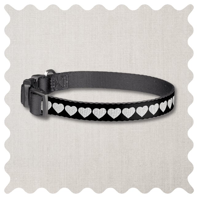 Best Dog Wedding Pet Custom Collar (Black & White Heart Dog Pet Collar. Wedding Best Dog or Dog of Honor.)