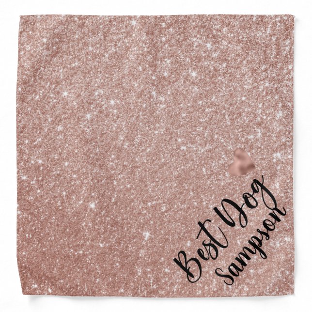 Best Dog Wedding Pet  Personalized Rose Gold  Bandana (Front)
