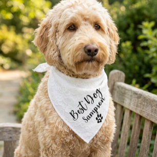 Best Dog Wedding Pet  Personalized White Lace Bandana