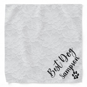 Best Dog Wedding Pet  Personalized White Lace Bandana