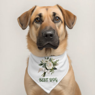 Best Dog Wedding White Floral Pet Bandana Collar