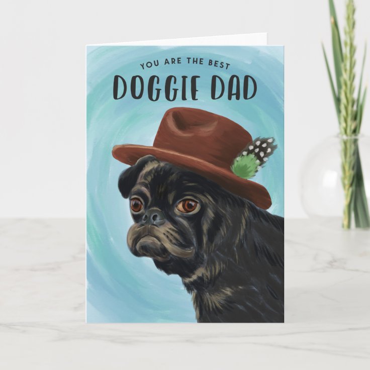Best Doggie Dad Cute Pug Father's Day Card | Zazzle