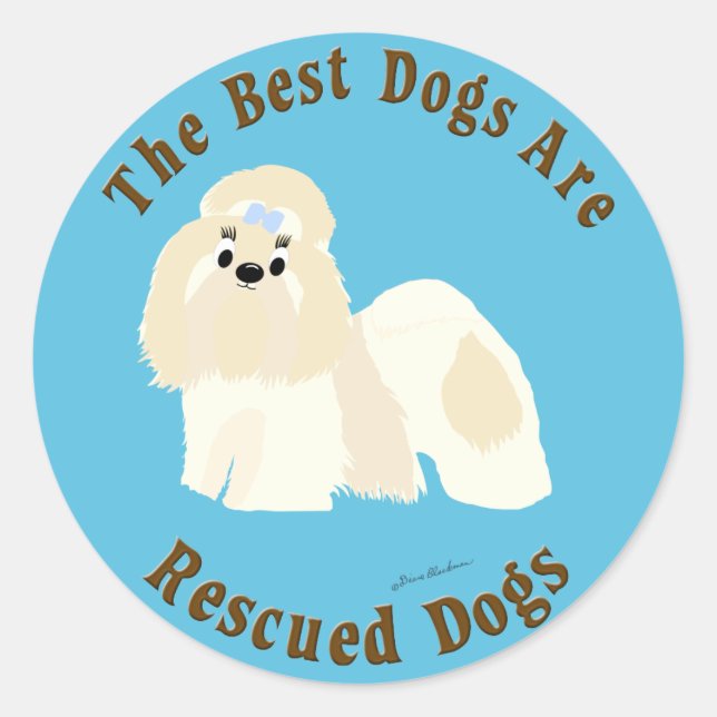 Best Dogs Are Rescued (Shih Tzu) Classic Round Sticker (Front)