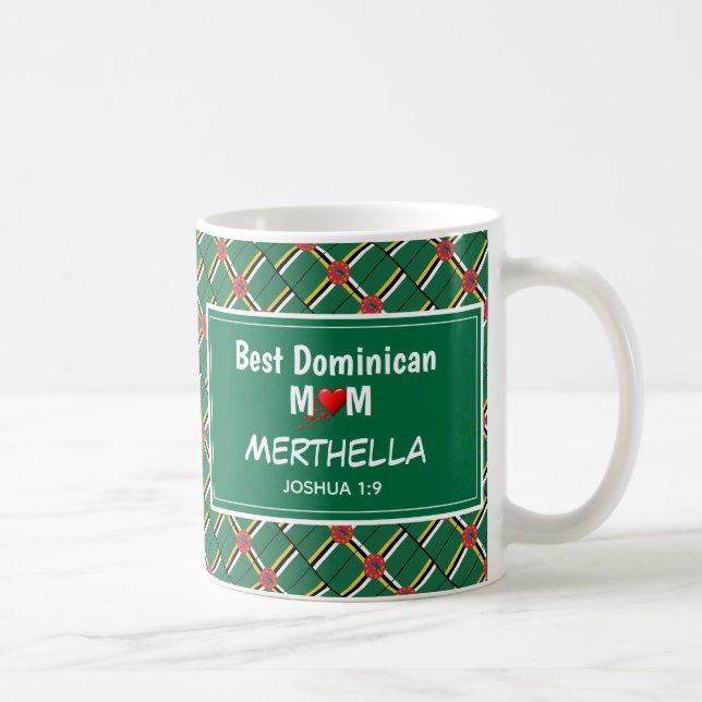 BEST DOMINICAN MOM Dominica Flag Personalized Coffee Mug (Right)