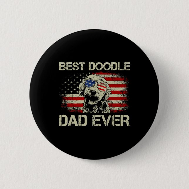 Best Doodle Dad Ever Goldendoodle 4th Of July Gift Button (Front)