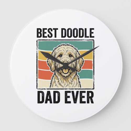 Best Doodle Dad Ever Vintage Dog Shirt Design_1 Large Clock