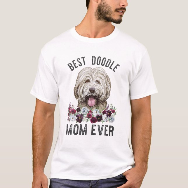 Best Doodle Mom Ever Floral Dog Mama Bordoodle T-Shirt (Front)