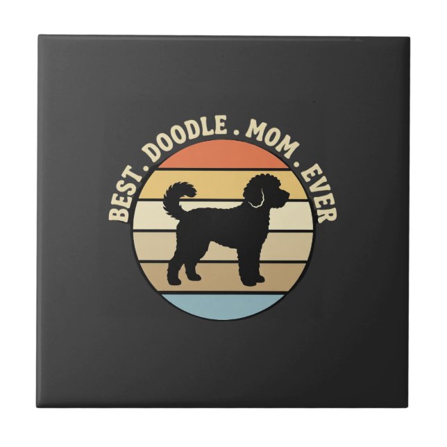Best Doodle Mom Ever Retro Dog Ceramic Tile (Front)