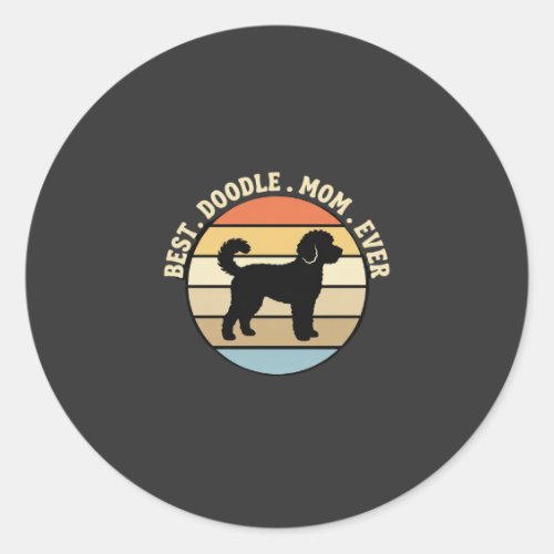 Best Doodle Mom Ever Retro Dog Classic Round Sticker