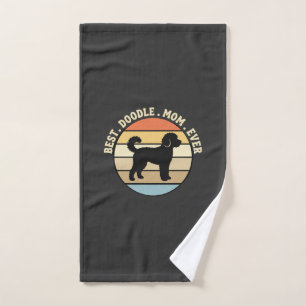 Best Doodle Mom Ever Retro Dog Hand Towel