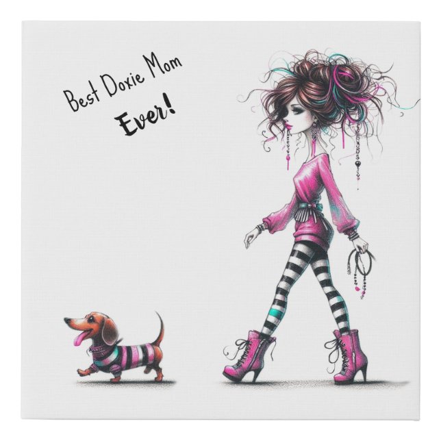 Best Doxie Mom  Faux Canvas Print (Front)