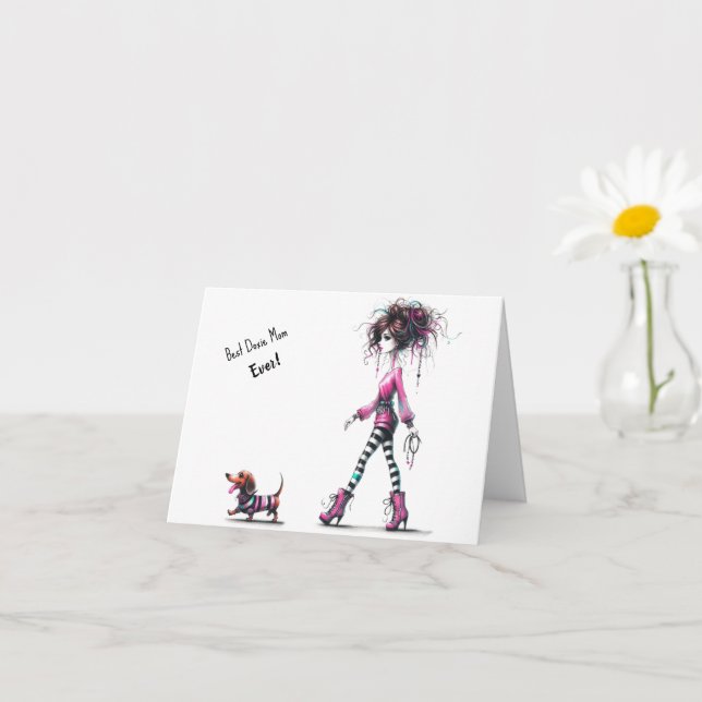 Best Doxie Mom Mother's Day Card (Small Plant)