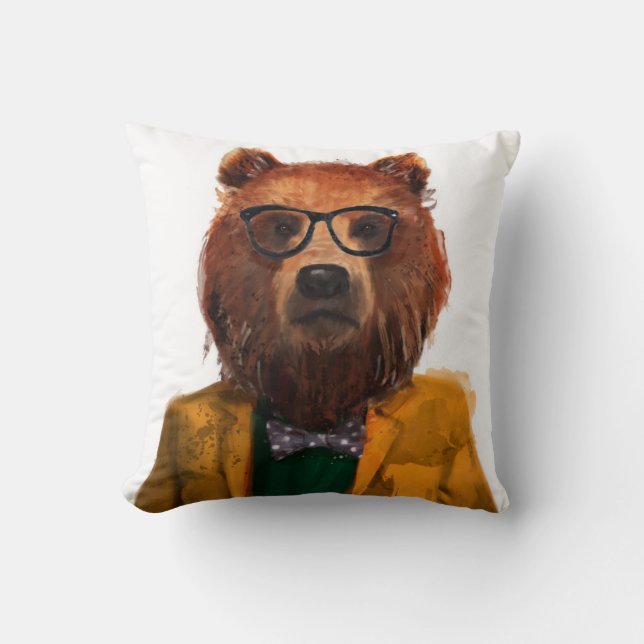 Best Dressed Bear Throw Pillow (Front)