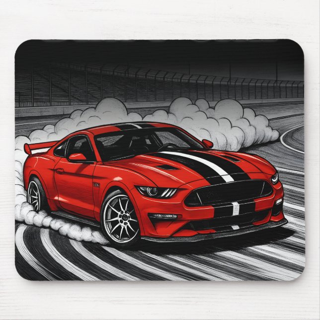Best Drift Car Red Muscle Mouse Pad (Front)