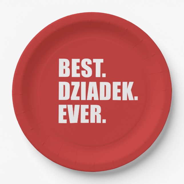 Best Dziadek Ever Polish Grandfather Party Paper Plates (Front)