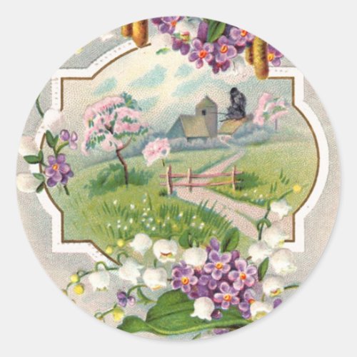 Best Easter Wishes Vintage Classic Round Sticker