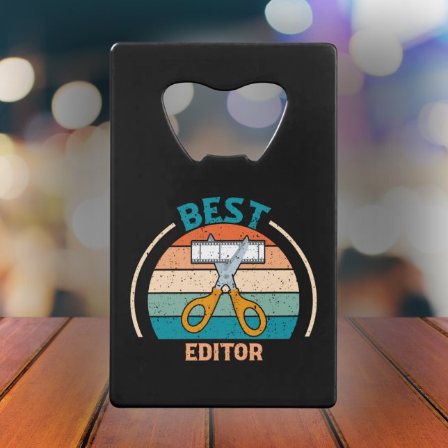 Best Editor Retro - Film Crew Gift Credit Card Bottle Opener (Creator Uploaded)