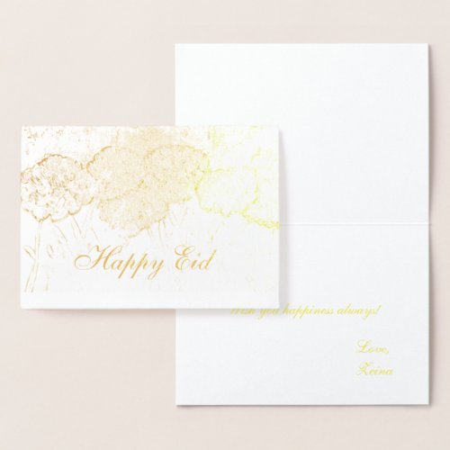 best elegant gold floral happy eid mubarak foil card