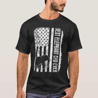 Best Elephant Dad Ever American Flag T-Shirt
