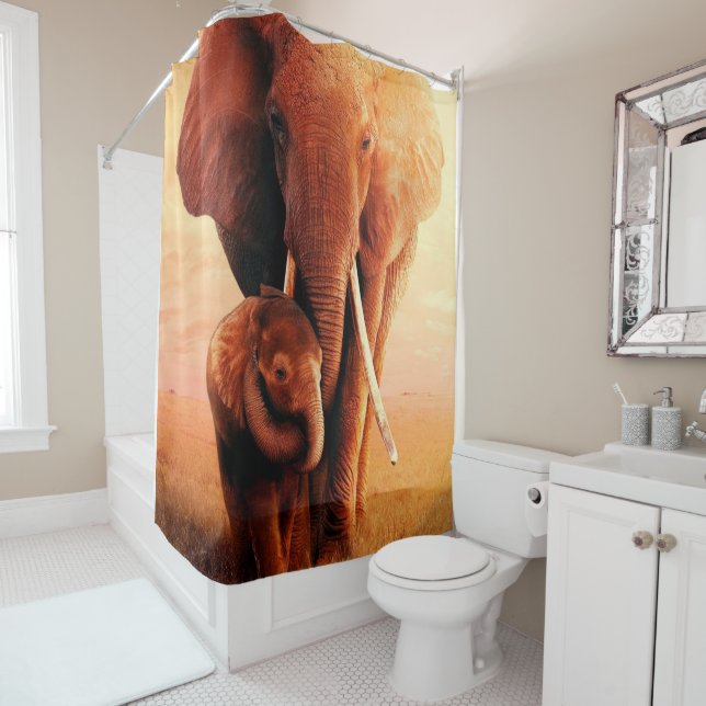 Best Elephant Mom Ever Elephant Baby Lover Gift Shower Curtain (In Situ)