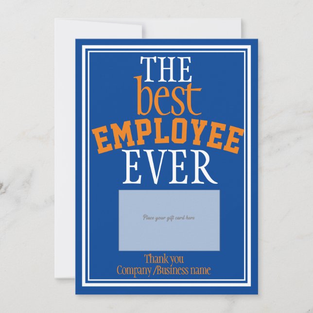 Best Employee Blue Typography Gift Card Holder (Front)