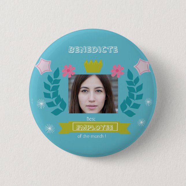 Best employee of the month - congrats - photo work button (Front)