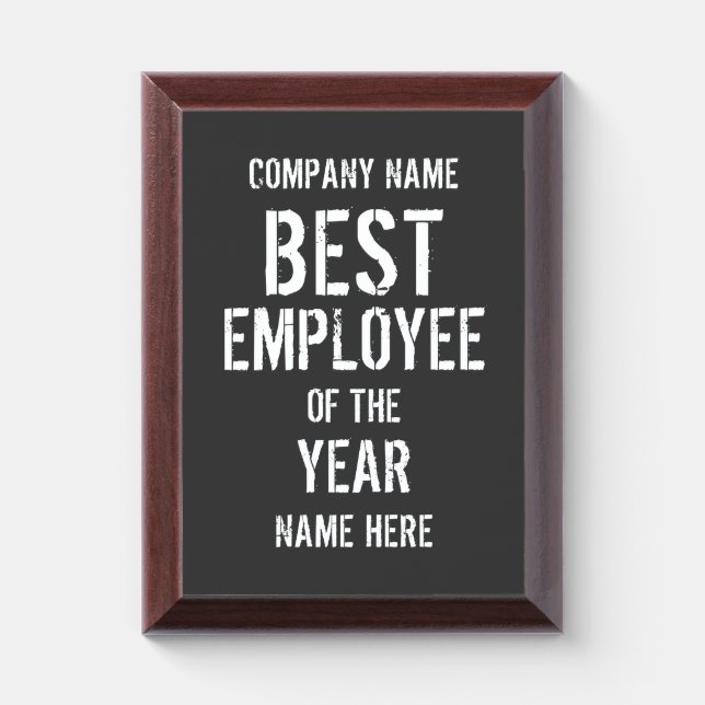 BEST EMPLOYEE OF THE YEAR PERSONALIZED T-Shirt Award Plaque (Vertical)