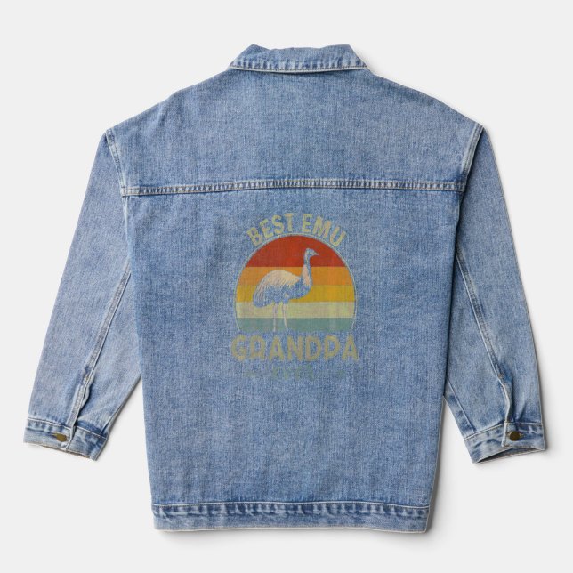 Best Emu Grandpa Ever Retro Emu Graphic Father's D Denim Jacket (Back)