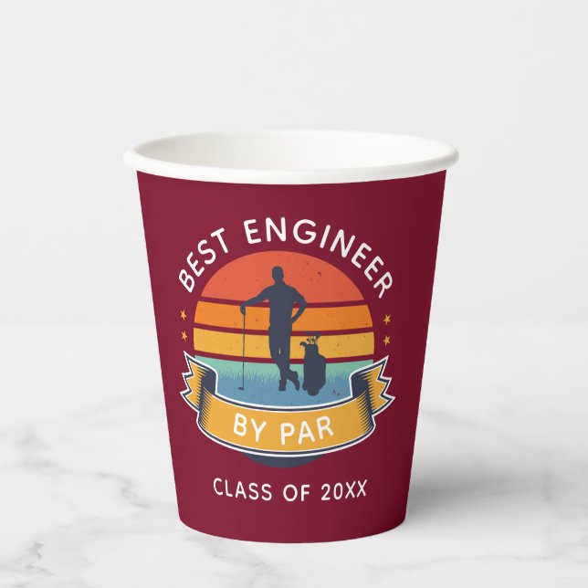Best Engineer By Par Graduate Golf Lover Party Paper Cups (Front)