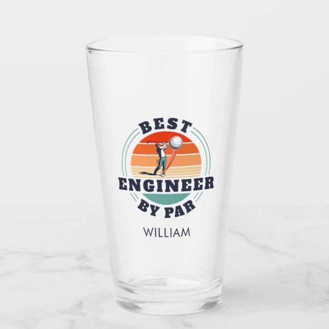 Best Engineer By Par Personalized Birthday Retro Glass (Front)