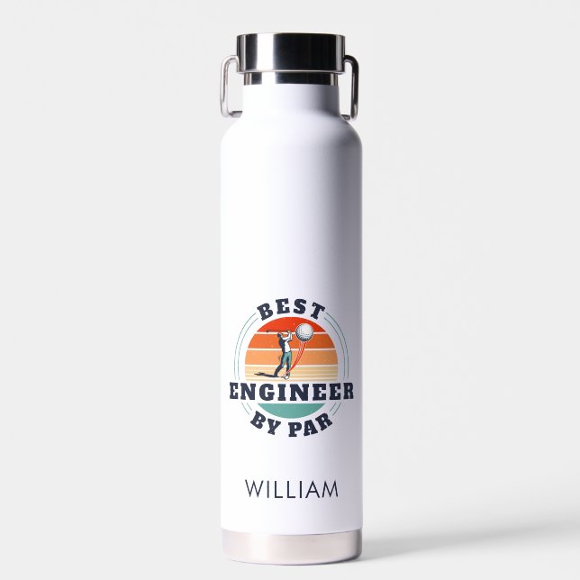 Best Engineer By Par Personalized Birthday Retro Water Bottle (Front)