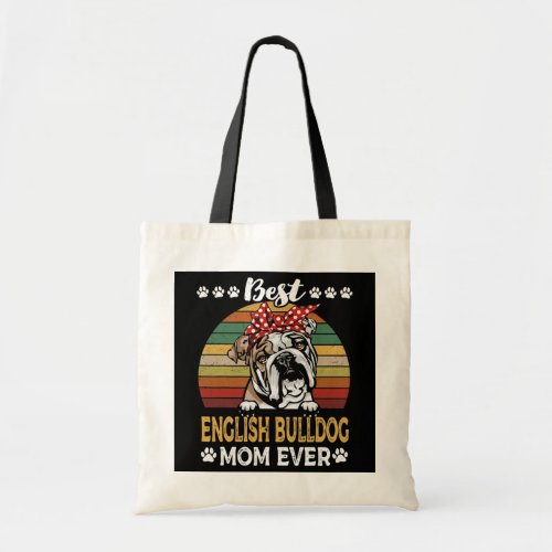 Best English BullDog Mama Ever Vintage Dog Paw Tote Bag