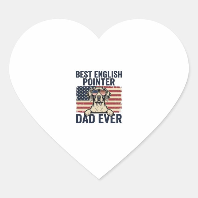 Best English Pointer Dad Ever Patriotic Dog Heart Sticker (Front)